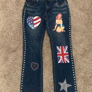 Zana Di Women's Dark Blue Jeans with Graphic Accents
